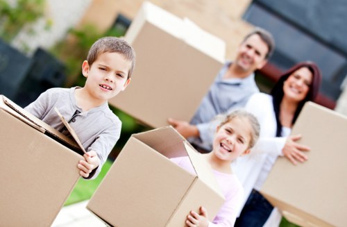 Packed boxes and furniture prepared for Holborn relocation