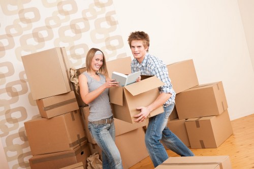 Apartment moving boxes stacked for a Holborn relocation